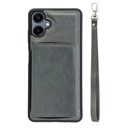 For Samsung Galaxy A06 Case Detachable Zipper Card Bag PU TPU Kickstand Phone Case with Strap