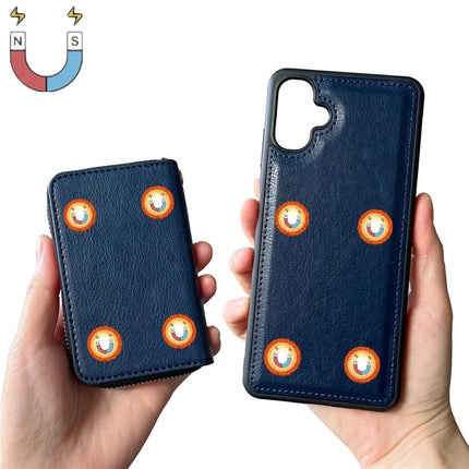 For Samsung Galaxy A06 Case Detachable Zipper Card Bag PU TPU Kickstand Phone Case with Strap