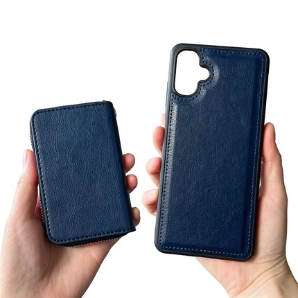 For Samsung Galaxy A06 Case Detachable Zipper Card Bag PU TPU Kickstand Phone Case with Strap