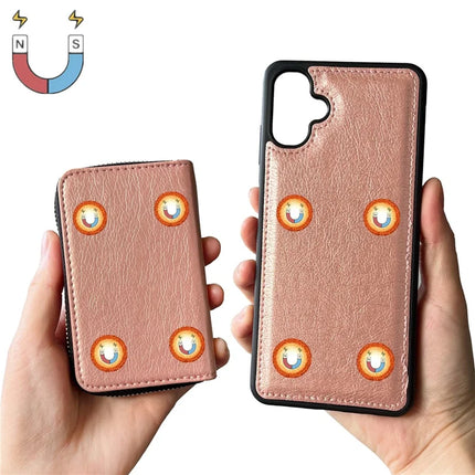 For Samsung Galaxy A06 Case Detachable Zipper Card Bag PU TPU Kickstand Phone Case with Strap