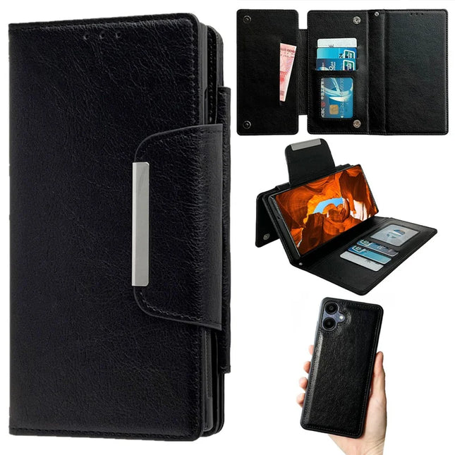 For Samsung Galaxy A06 5G / A06 Detachable Cover PU Leather 2 in 1 Magnetic Wallet Phone Case - Black