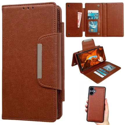 For Samsung Galaxy A06 5G / A06 Detachable Cover PU Leather 2 in 1 Magnetic Wallet Phone Case - Brown