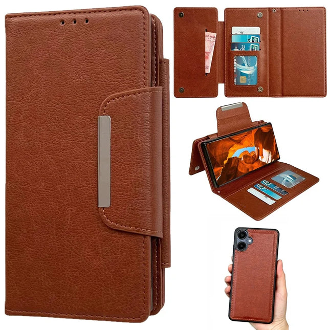 For Samsung Galaxy A06 5G / A06 Detachable Cover PU Leather 2 in 1 Magnetic Wallet Phone Case - Brown