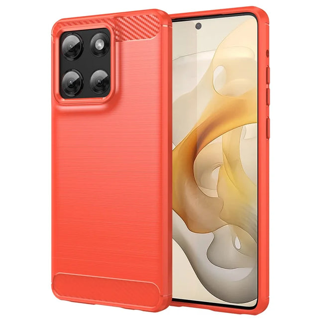 For Motorola Moto G Stylus 5G (2025) Case Protective Phone Cover Carbon Fiber Texture Brushed - Red