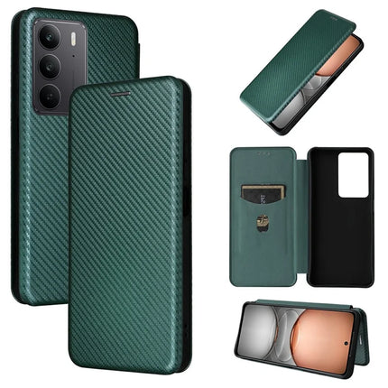 For Realme C75 Case Carbon Fiber Texture Drop-Proof PU Leather Phone Cover