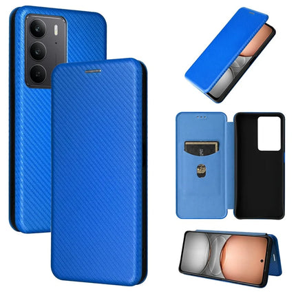 For Realme C75 Case Carbon Fiber Texture Drop-Proof PU Leather Phone Cover