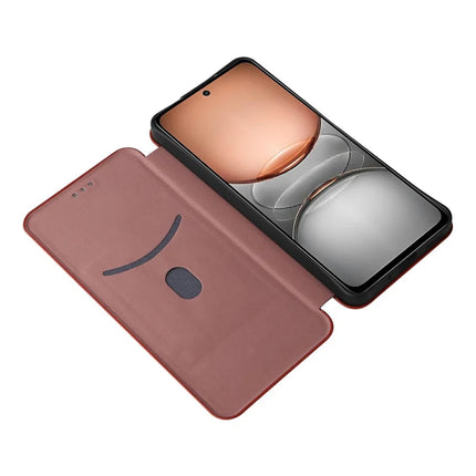 For Realme C75 Case Carbon Fiber Texture Drop-Proof PU Leather Phone Cover