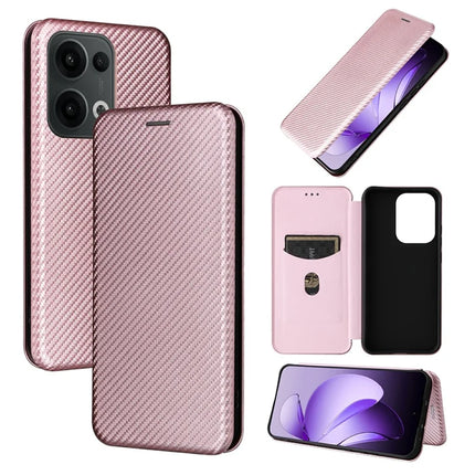 For Oppo Reno13 5G (Global) Case Carbon Fiber Texture Drop-Proof PU Leather Phone Cover