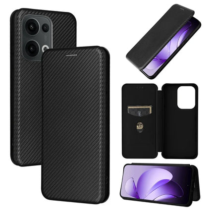 For Oppo Reno13 5G (Global) Case Carbon Fiber Texture Drop-Proof PU Leather Phone Cover
