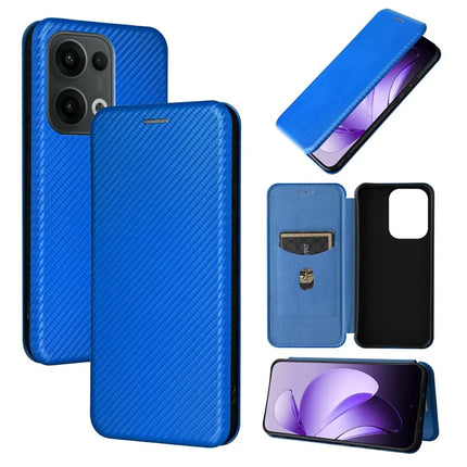 For Oppo Reno13 5G (Global) Case Carbon Fiber Texture Drop-Proof PU Leather Phone Cover
