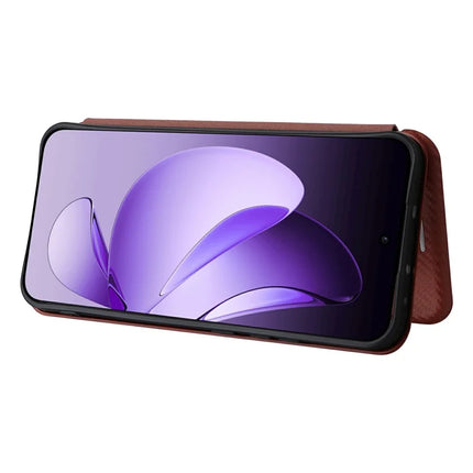 For Oppo Reno13 5G (Global) Case Carbon Fiber Texture Drop-Proof PU Leather Phone Cover