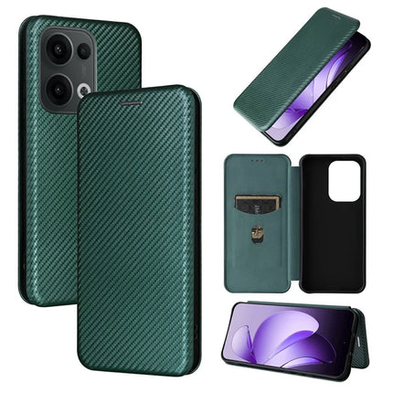 For Oppo Reno13 5G (Global) Case Carbon Fiber Texture Drop-Proof PU Leather Phone Cover