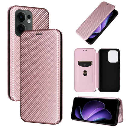For Oppo Reno13 F 5G Case Carbon Fiber Texture Drop-Proof PU Leather Phone Cover