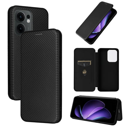 For Oppo Reno13 F 5G Case Carbon Fiber Texture Drop-Proof PU Leather Phone Cover