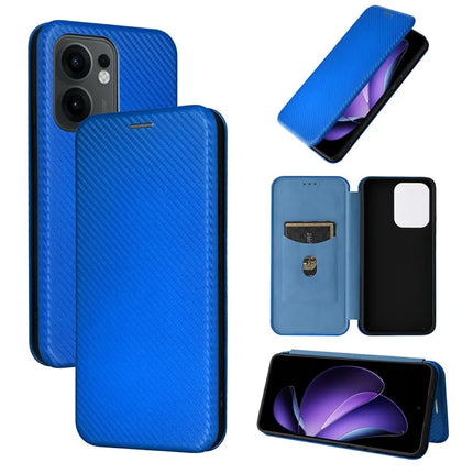 For Oppo Reno13 F 5G Case Carbon Fiber Texture Drop-Proof PU Leather Phone Cover