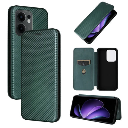 For Oppo Reno13 F 5G Case Carbon Fiber Texture Drop-Proof PU Leather Phone Cover