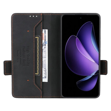 For Oppo Reno13 F 5G Case Leather Wallet Flip Phone Cover with Hardware Decor