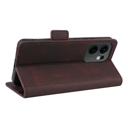 For Oppo Reno13 F 5G Case Leather Wallet Flip Phone Cover with Hardware Decor