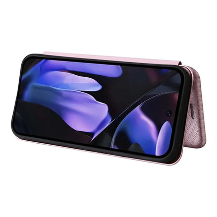 For Google Pixel 9a Case Carbon Fiber Texture Drop-Proof PU Leather Phone Cover