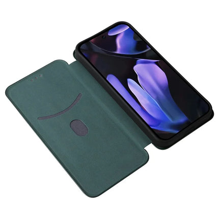 For Google Pixel 9a Case Carbon Fiber Texture Drop-Proof PU Leather Phone Cover