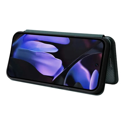 For Google Pixel 9a Case Carbon Fiber Texture Drop-Proof PU Leather Phone Cover