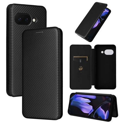 For Google Pixel 9a Case Carbon Fiber Texture Drop-Proof PU Leather Phone Cover