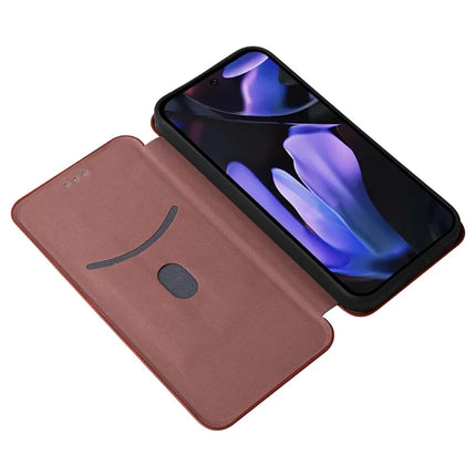 For Google Pixel 9a Case Carbon Fiber Texture Drop-Proof PU Leather Phone Cover