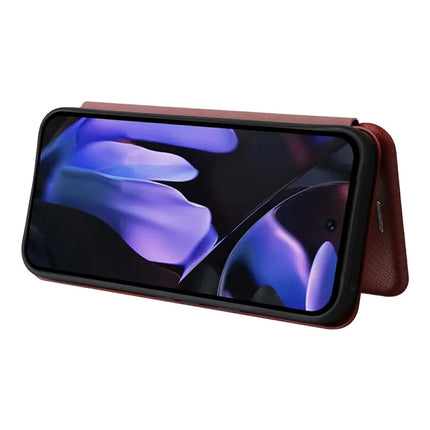 For Google Pixel 9a Case Carbon Fiber Texture Drop-Proof PU Leather Phone Cover