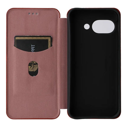 For Google Pixel 9a Case Carbon Fiber Texture Drop-Proof PU Leather Phone Cover