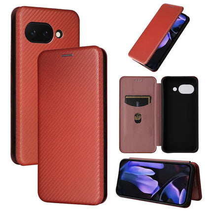 For Google Pixel 9a Case Carbon Fiber Texture Drop-Proof PU Leather Phone Cover