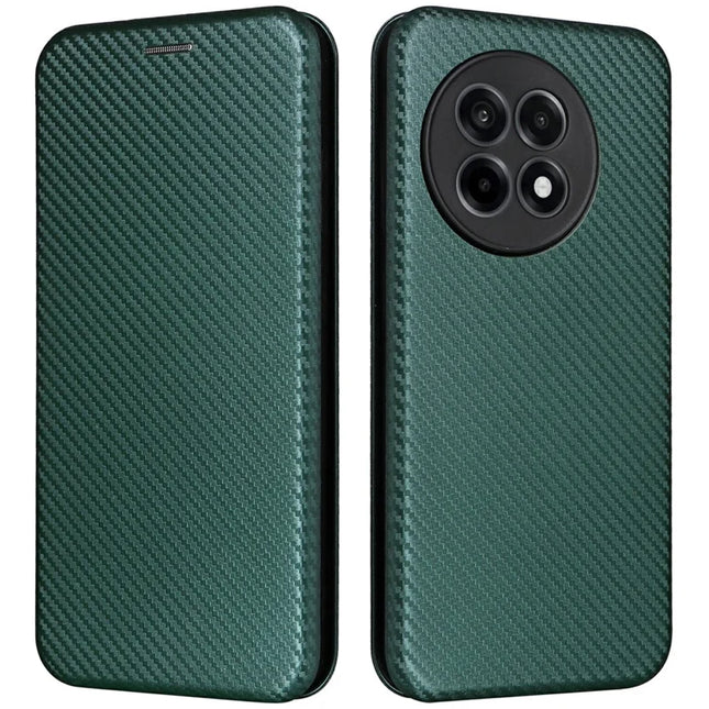 For OnePlus Ace 5 Pro 5G Case Carbon Fiber Texture Drop-Proof PU Leather Phone Cover - Green