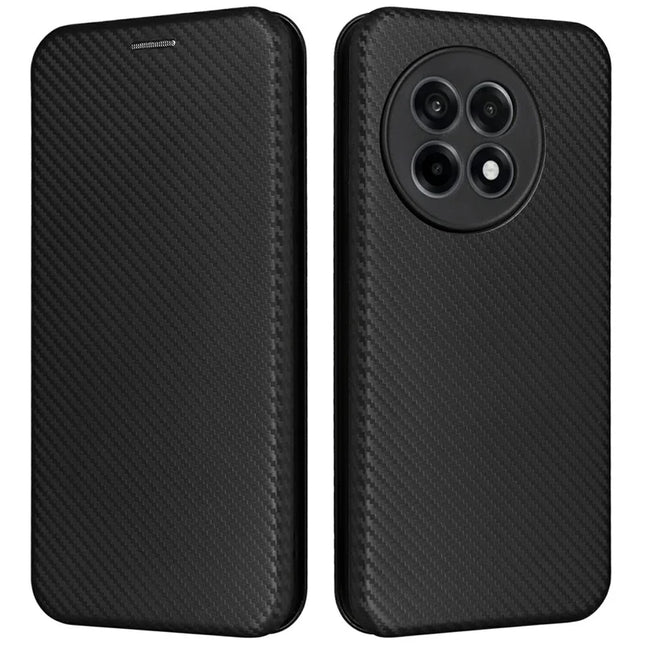 For OnePlus Ace 5 Pro 5G Case Carbon Fiber Texture Drop-Proof PU Leather Phone Cover - Black