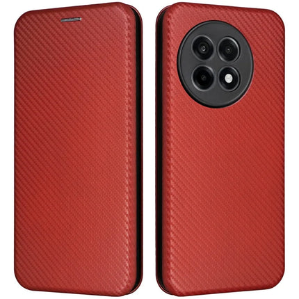 For OnePlus Ace 5 Pro 5G Case Carbon Fiber Texture Drop-Proof PU Leather Phone Cover - Brown