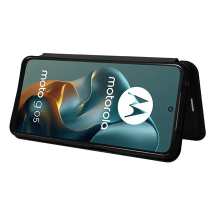 For Motorola Moto G05 4G / E15 4G Case Carbon Fiber Texture Drop-Proof PU Leather Phone Cover