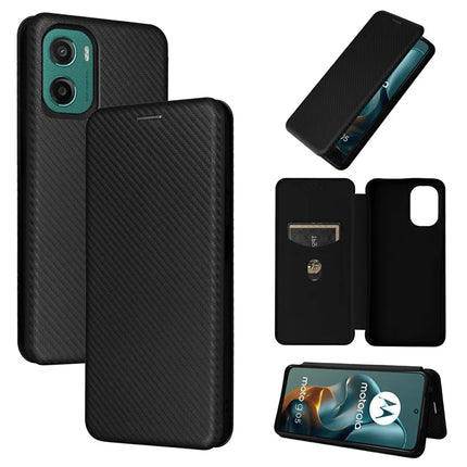 For Motorola Moto G05 4G / E15 4G Case Carbon Fiber Texture Drop-Proof PU Leather Phone Cover