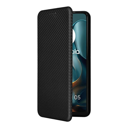 For Motorola Moto G05 4G / E15 4G Case Carbon Fiber Texture Drop-Proof PU Leather Phone Cover