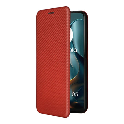 For Motorola Moto G05 4G / E15 4G Case Carbon Fiber Texture Drop-Proof PU Leather Phone Cover