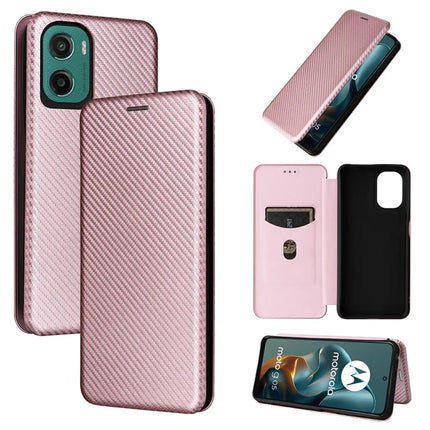 For Motorola Moto G05 4G / E15 4G Case Carbon Fiber Texture Drop-Proof PU Leather Phone Cover