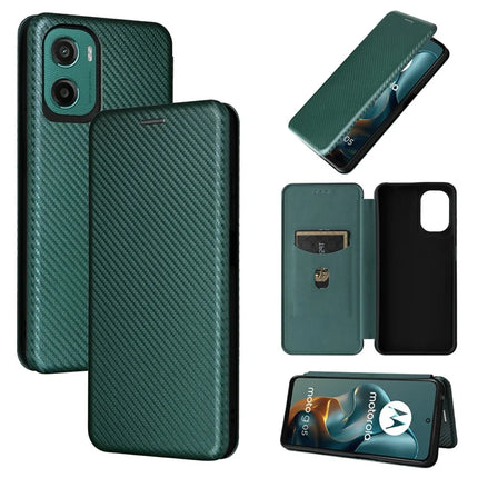 For Motorola Moto G05 4G / E15 4G Case Carbon Fiber Texture Drop-Proof PU Leather Phone Cover