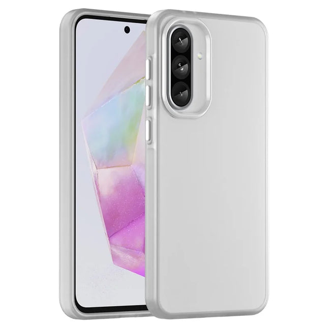 For Samsung Galaxy A15 4G / A15 5G Case TPU + PC Phone Back Cover Matte Translucent Design - White