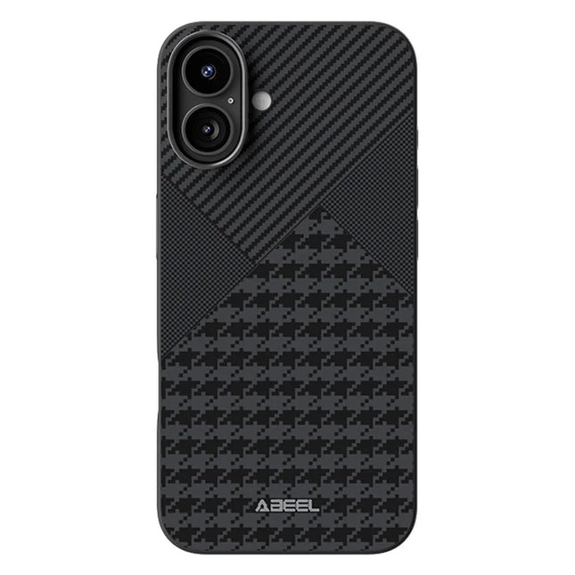 ABEEL For iPhone 16 Case Compatible with MagSafe Micro-Embossing PC TPU Aluminum Alloy Leather Phone Cover