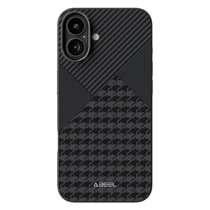 ABEEL For iPhone 16 Plus Case Compatible with MagSafe Micro-Embossing PC TPU Aluminum Alloy Leather Phone Cover