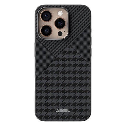 ABEEL For iPhone 16 Pro Case Compatible with MagSafe Micro-Embossing PC TPU Aluminum Alloy Leather Phone Cover