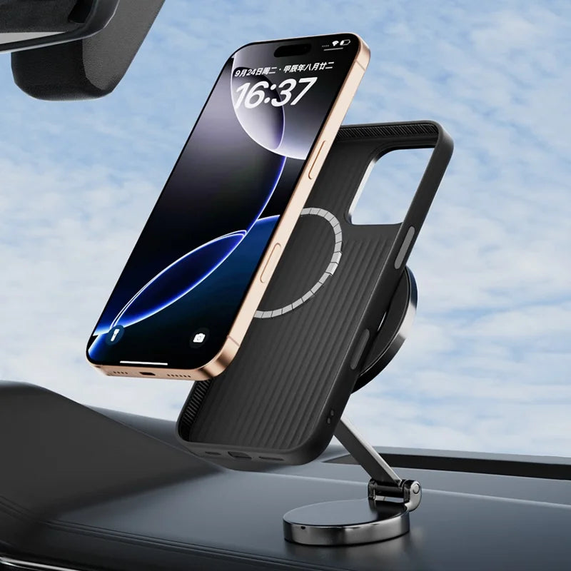 ShopCaseCart Premium Durable iPhone 16 Pro Protective cover Compatible with MagSafe Micro-Embossing PC TPU Aluminum Alloy Leather Phone Guard