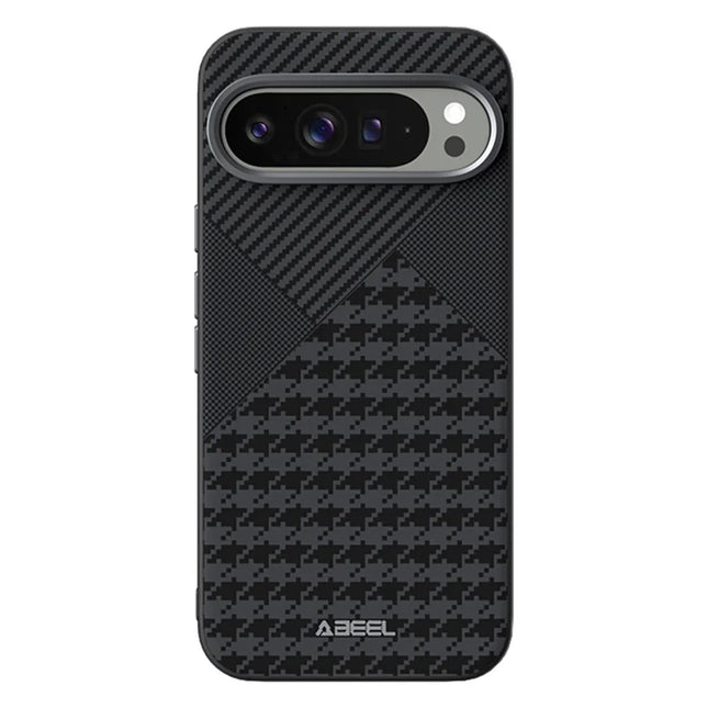 ABEEL For Google Pixel 9 Pro / Pixel 9 Case Compatible with MagSafe Micro-Embossing PC TPU Aluminum Alloy Leather Phone Cover