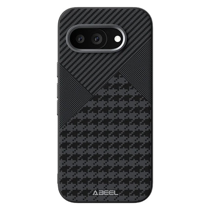 ABEEL For Google Pixel 9a Case Compatible with MagSafe Micro-Embossing PC TPU Aluminum Alloy Leather Phone Cover