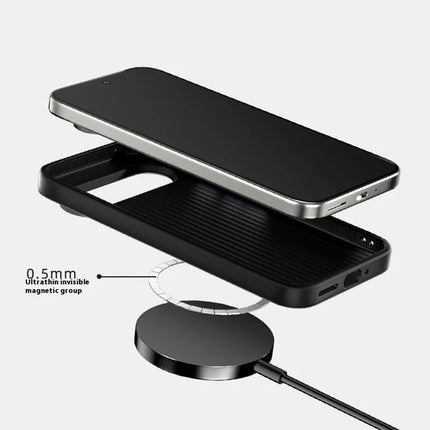 ABEEL For Google Pixel 9a Case Compatible with MagSafe Micro-Embossing PC TPU Aluminum Alloy Leather Phone Cover