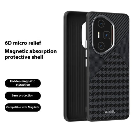 ABEEL For Honor 300 Ultra Case Compatible with MagSafe Micro-Embossing PC TPU Aluminum Alloy Leather Phone Cover