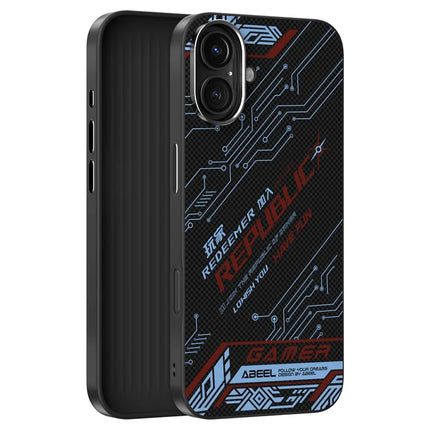 ABEEL For iPhone 16 Plus Case Compatible with MagSafe Printed PC TPU Aluminum Alloy Leather Phone Cover