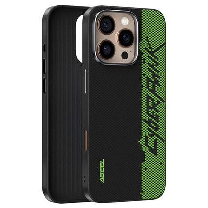ABEEL For iPhone 16 Pro Case Compatible with MagSafe Printed PC TPU Aluminum Alloy Leather Phone Cover